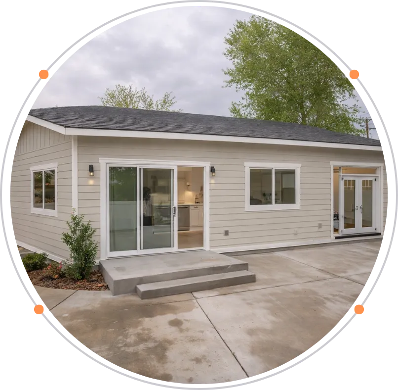 Modern backyard ADU with sliding doors built by Los Angeles accessory dwelling unit builders
