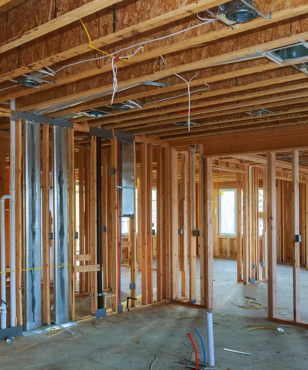 Electrical wiring and plumbing installation during ADU construction in Los Angeles
