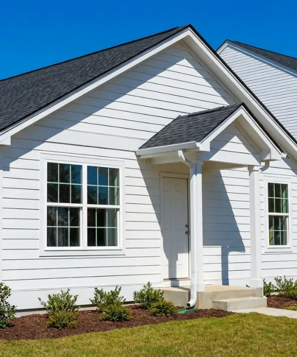 Completed backyard ADU guest house behind main home in Los Angeles